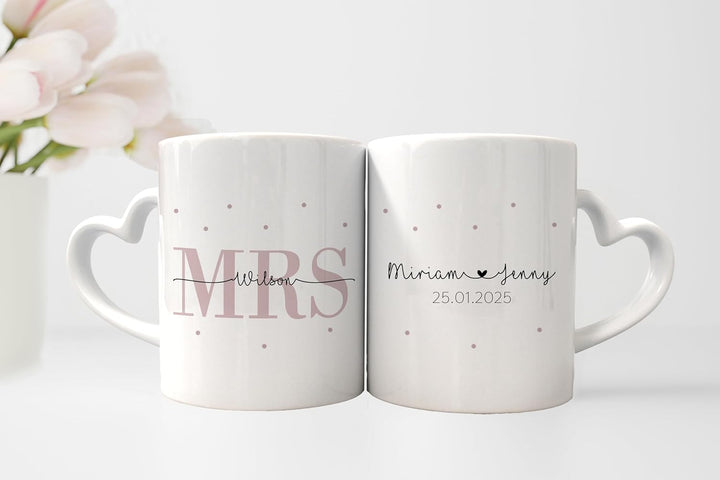 2er Set Tasse Set Mr + Mrs | Hochzeitstag | Jahrestag | Ehe | Paar | Verlobung | Hochzeit | Geschenk
