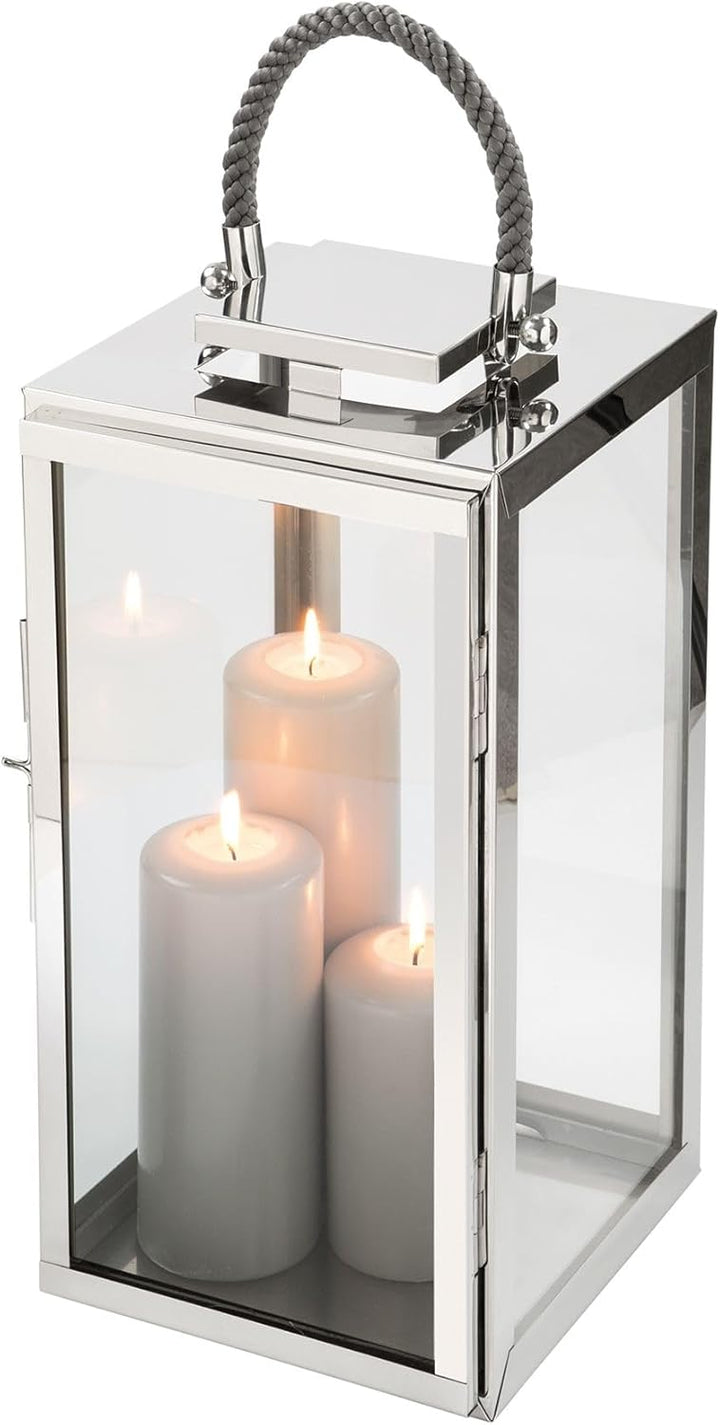 Fink Sevilla Laterne, Glas, Silber, 24cm 24cm Silber, 24cm Silber