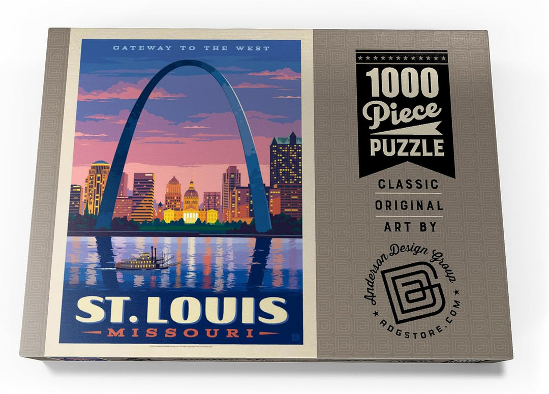 St. Louis, MO: Gateway Arch bei Sonnenuntergang, Vintage Poster - Premium 1000 Teile Puzzle - MyPuzz