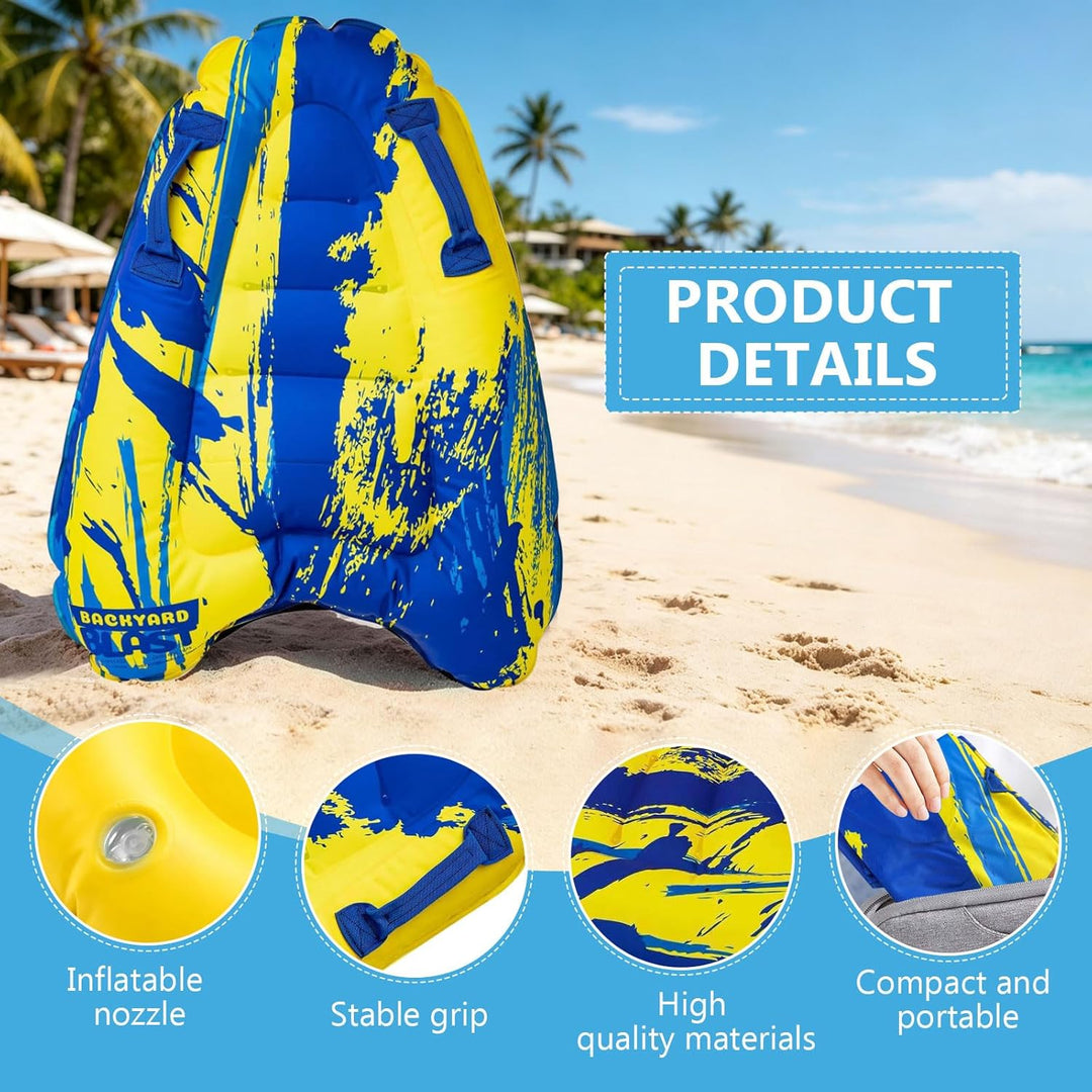 Bocguy Bodyboard Aufblasbar, 75 x 65 x 15 cm Surfbrett Aufblasbar, Schwimmbrett Aufblasbare, Faltbar