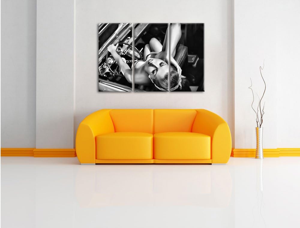 Pixxprint Rockabilly, Retro Style als Leinwandbild | Grösse: 3 Teilig (120x80) | Wandbild| Kunstdruc