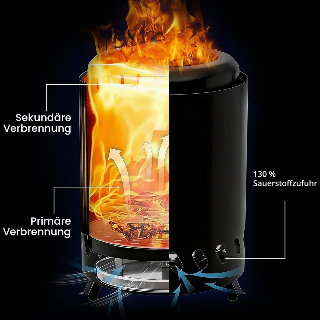 Rauchfreie Tischkamin Outdoor, Edelstahl Feuertonne Mini Feuerstelle für Balkon Terrasse Camping, Tr