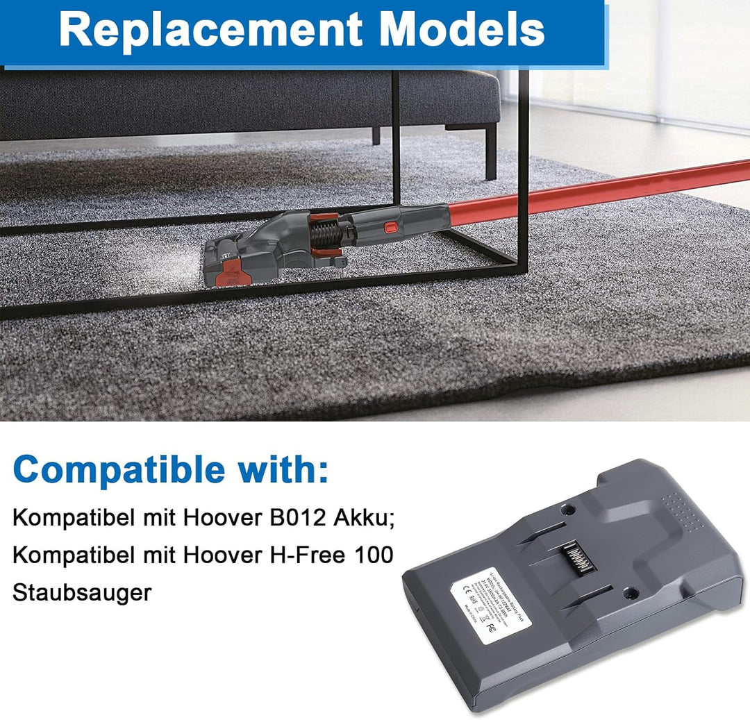 21.6V 3500mAh Ersatzakku Kompatibel mit Hoover B012 Batterie Staubsauger, Ersatz für Hoover Besensta
