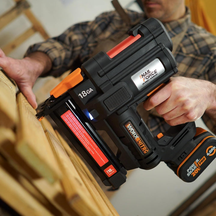 WORX WX844.9 NITRO 20V 18GA Akku-Tacker - 80 Klammern/min Schiessen – für Klammern 19-40 mm - elektr