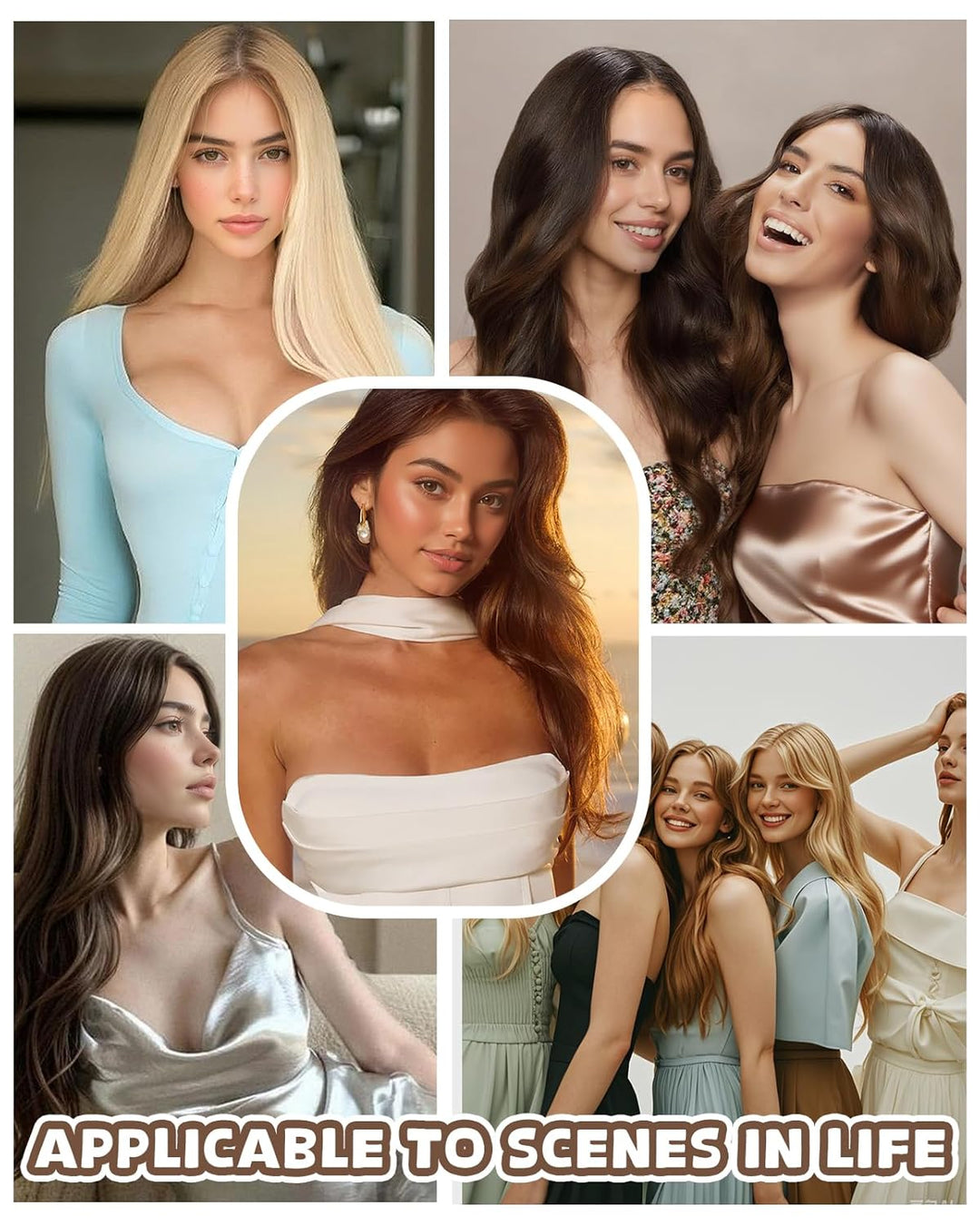 Hetto Tressen Echthaar Extensions, Mittelbraun, 35cm, 80g | 100% Remy Haar, Stylbar, knotenfrei, Fur