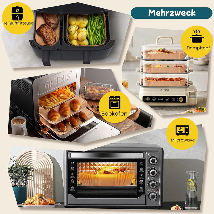 300 Stück Airfryer Backpapier für Philips Dual Basket Airfryer 3000 Series 9L(6L/3L), 5000 Series 9L