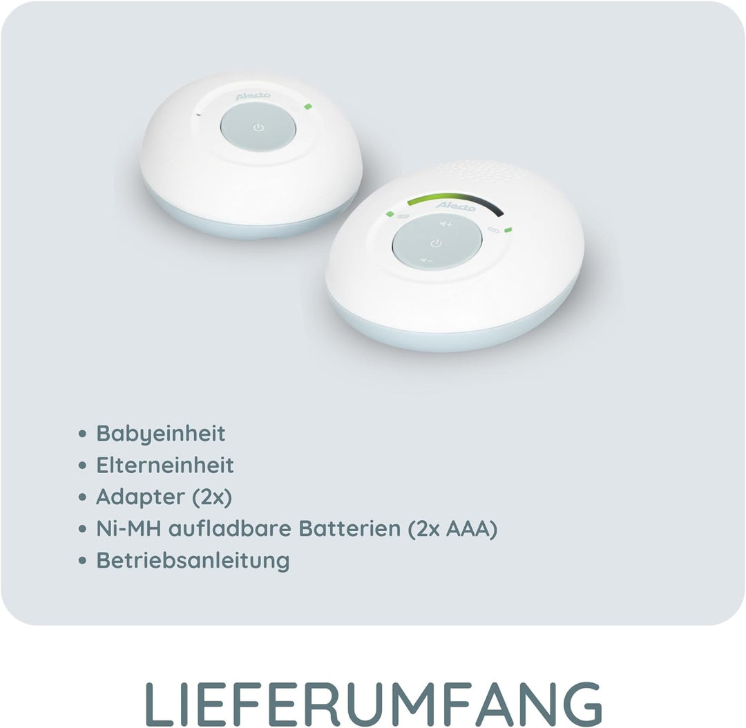 Alecto DBX110 Babyphone Audio - digitales Babyphone mit DECT - 300 m Reichweite - kompaktes Design -