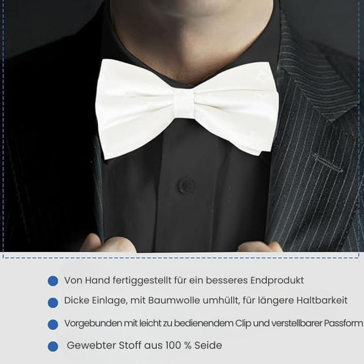 Freimaurer-Fliege 100 % Seide gewebt, Weiss
