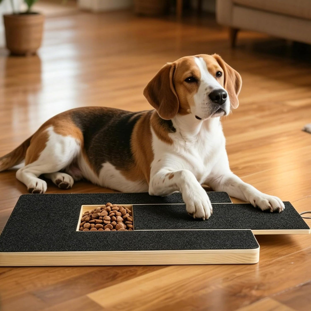 Krallenschleifer für Hunde, Kratzbrett Hund mit Leckerli Box, 2 Stücke Schleifpapier, Stressfrei Kra