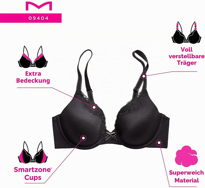 Maidenform Damen Comfort Devotion-Underwire Bügel-BH 75B Schwarz/Körbchen-futter, 75B Schwarz/Körbch