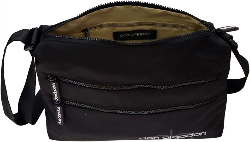 DON ALGODON Damen Zita Umhängetaschen, 30 x 9.5 x 19 cm Schwarz, Schwarz