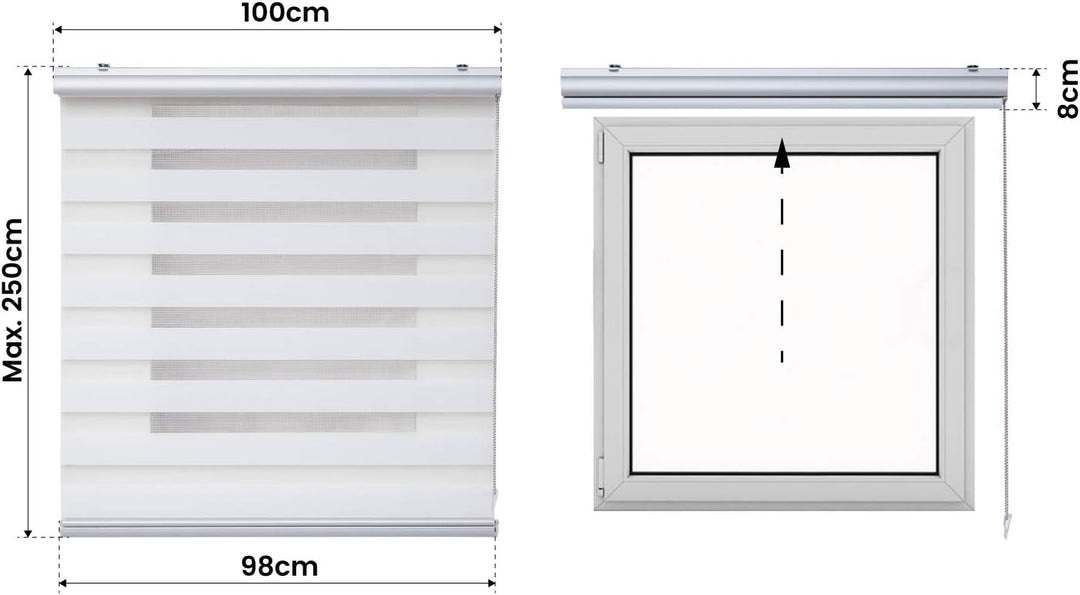 STORESDECO Doppelrollo Plus, Duo Rollo für Fenster und Türen, Zebra Rollo Premium-Finish mit Kassett