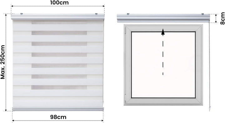 STORESDECO Doppelrollo Plus, Duo Rollo für Fenster und Türen, Zebra Rollo Premium-Finish mit Kassett