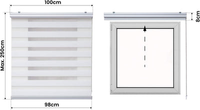 STORESDECO Doppelrollo Plus, Duo Rollo für Fenster und Türen, Zebra Rollo Premium-Finish mit Kassett