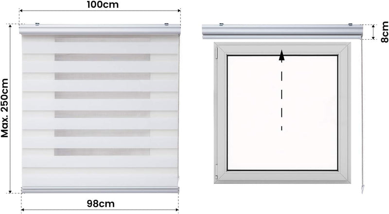 STORESDECO Doppelrollo Plus, Duo Rollo für Fenster und Türen, Zebra Rollo Premium-Finish mit Kassett