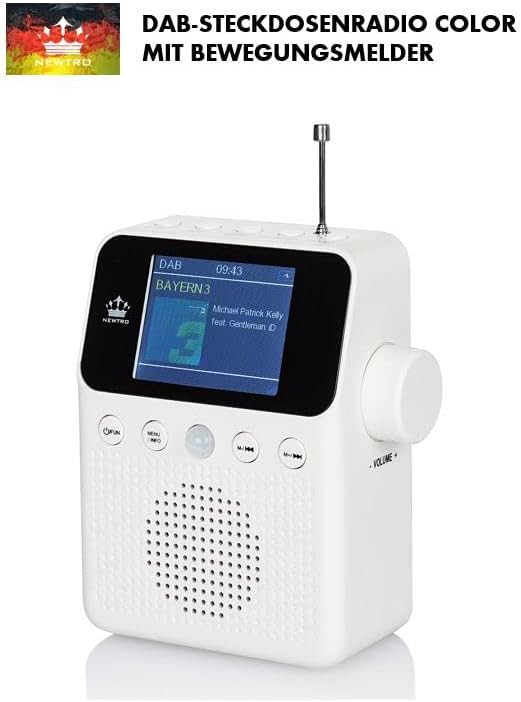 NEWTRO DAB STECKDOSENRADIO Color MIT BEWEGUNGSMELDER INKL. AKKU, portables Radio, ideales Badradio m