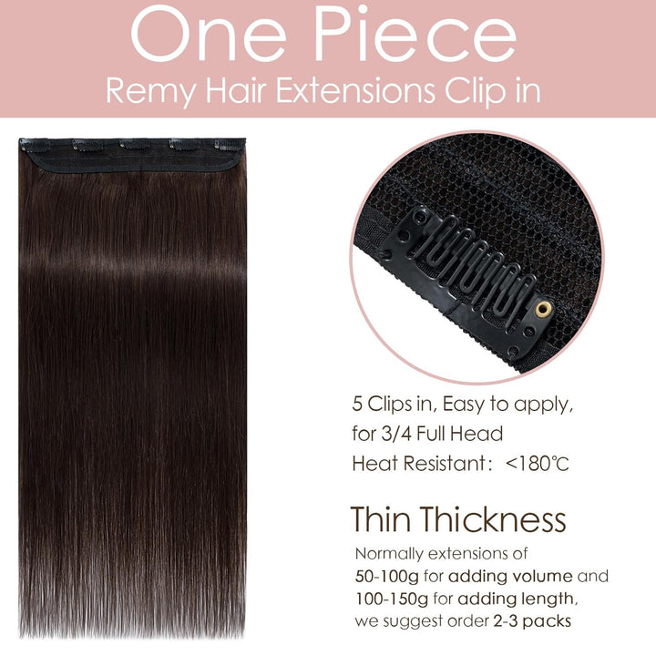Clip in Extensions Echthaar 1 Piece 5 Clips 7A Human Hair Weich Lang Haarverlängerung Günstig Glatt