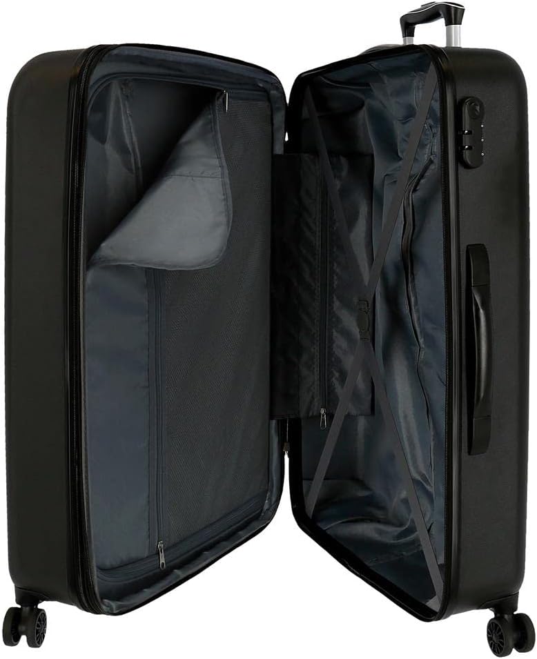 Roll Road Camboya Koffer, mittelgross, Schwarz, 48 x 68 x 27 cm, Hartplastik, seitlicher Kombination