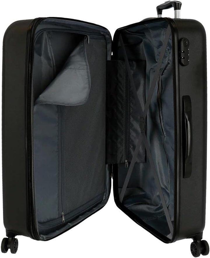 Roll Road Camboya Koffer, mittelgross, Schwarz, 48 x 68 x 27 cm, Hartplastik, seitlicher Kombination