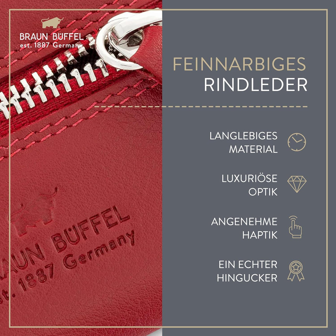 BRAUN BÜFFEL Schlüsseletui aus echtem Leder Golf 2.0 - Schlüsseltasche mit Reissverschluss - für Aut