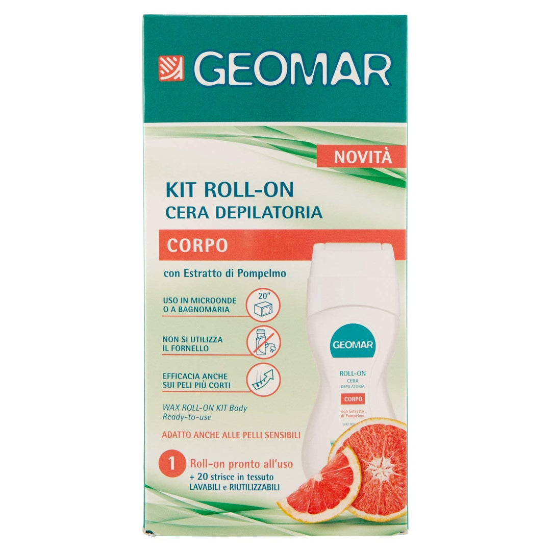 Geomar Geomar Kit Roll-On Enthaarungswachs Körper Grapefruit + 20 Streifen - 500 g