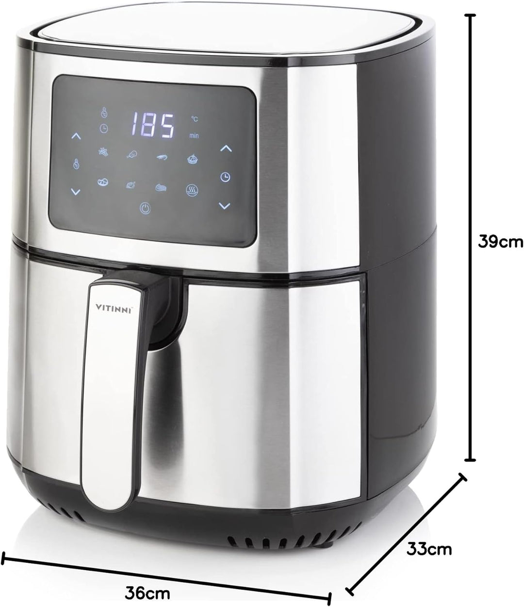 Heissluftfritteuse, 5,5 l, schnelle Luftzirkulation, 1400 W Leistung, Edelstahlkorb, Fritteuse für g