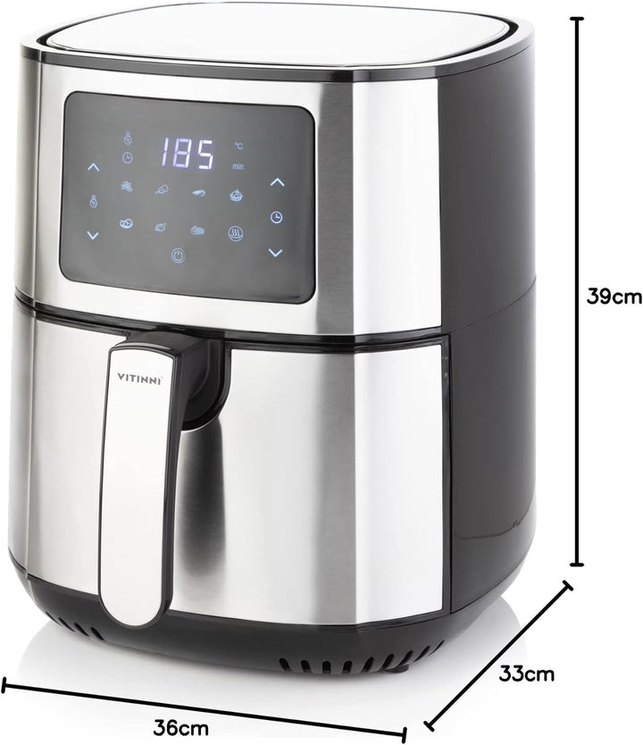Heissluftfritteuse, 5,5 l, schnelle Luftzirkulation, 1400 W Leistung, Edelstahlkorb, Fritteuse für g
