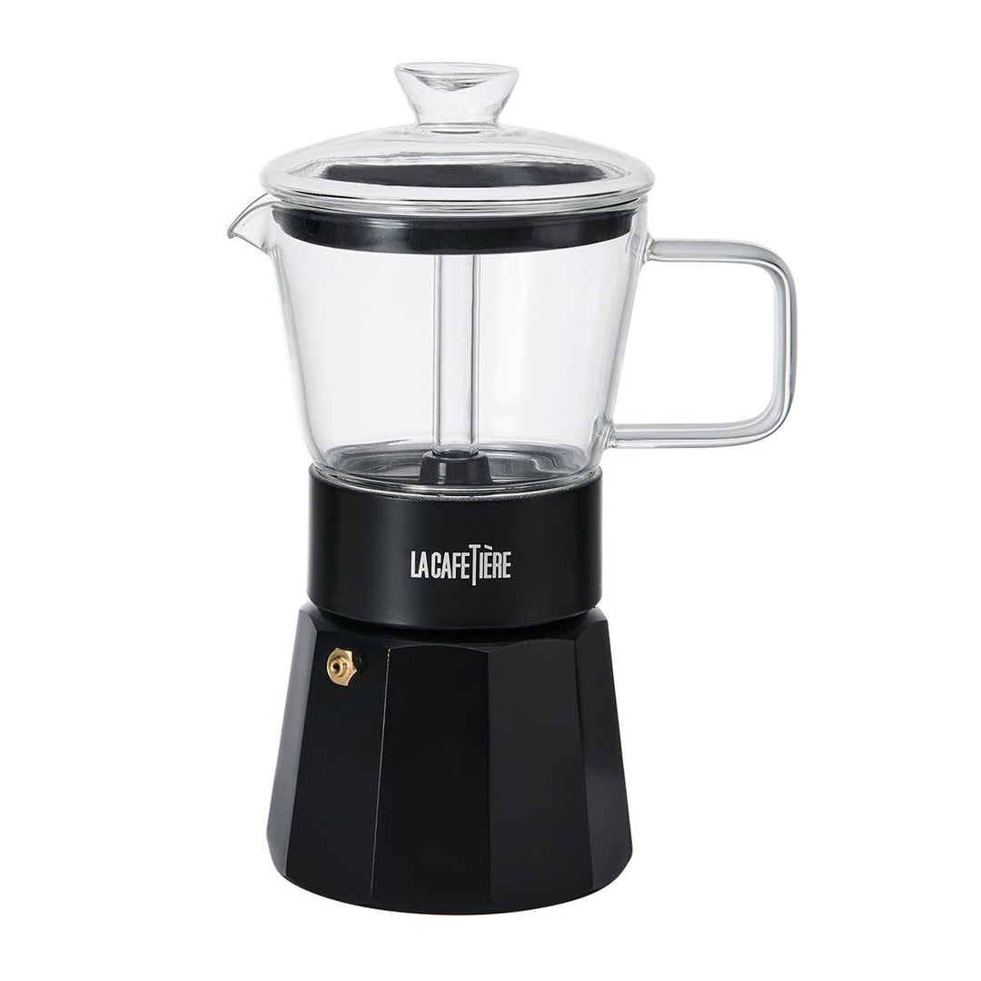 La Cafetière Verona Espressokocher aus Glas, schwarz, 6 Tassen, in Geschenkverpackung Black, Black