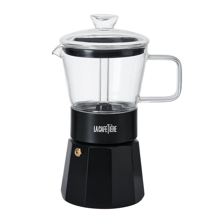 La Cafetière Verona Espressokocher aus Glas, schwarz, 6 Tassen, in Geschenkverpackung Black, Black