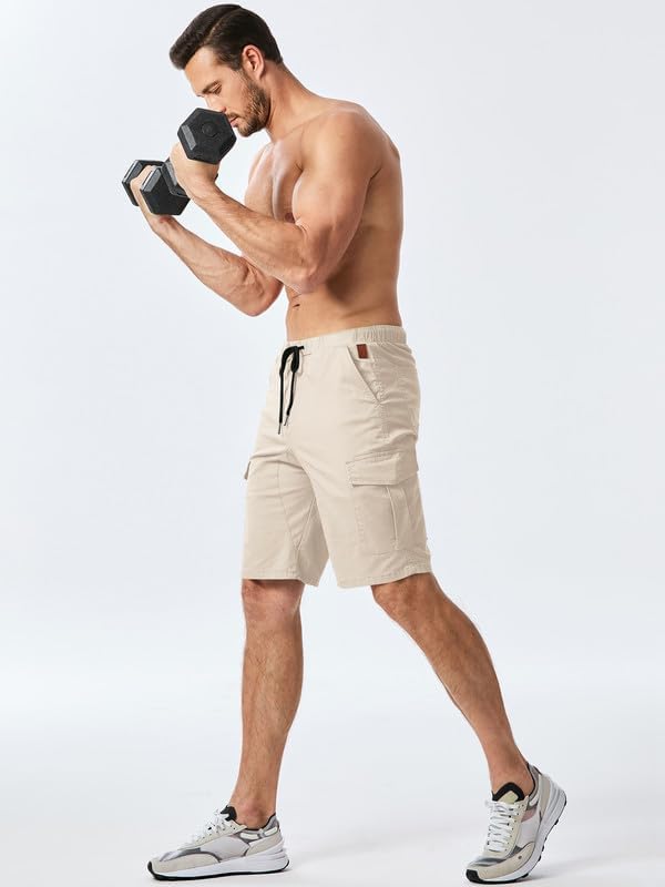 Elegancity Kurze Hosen Herren Cargo Shorts Sommer Freizeithose Kurze Elastische Taille Chino Shorts