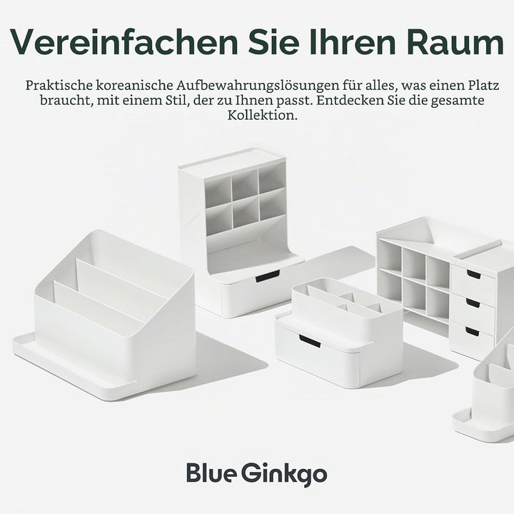 BLUE GINKGO Schreibtisch-Organizer – Aufbewahrung aus Korea für Stifte, Notizen, Briefe und Bürobeda