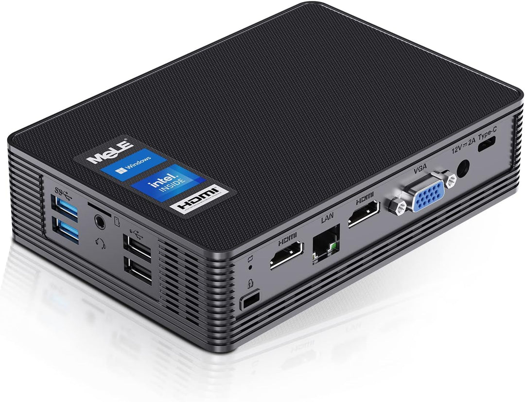MeLE Mini PC, QuieterHD3 Celeron N5105 8GB 256GB Windows 11 Pro Mikrocomputer, Lüfterloser Kleiner D
