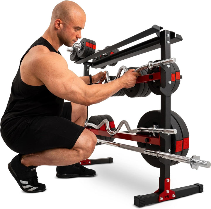 Hop-Sport Hantelständer Hantelscheiben-Ständer Ablage für Gewichte, Langhanteln und Kurzhanteln