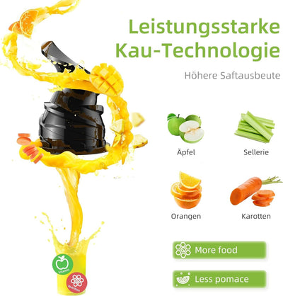 Biolomix Entsafter Slow Juicer 7.8 CM breiter Schacht 200 W Entsafter Gemüse und Obst Kaltpress Ents