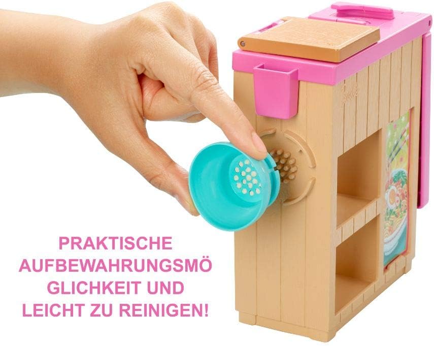 Barbie GHK44 - Pasta-Spielset und Puppe (brünett) und Arbeitsbereich, mit Zubehör und Spielknete, Sp