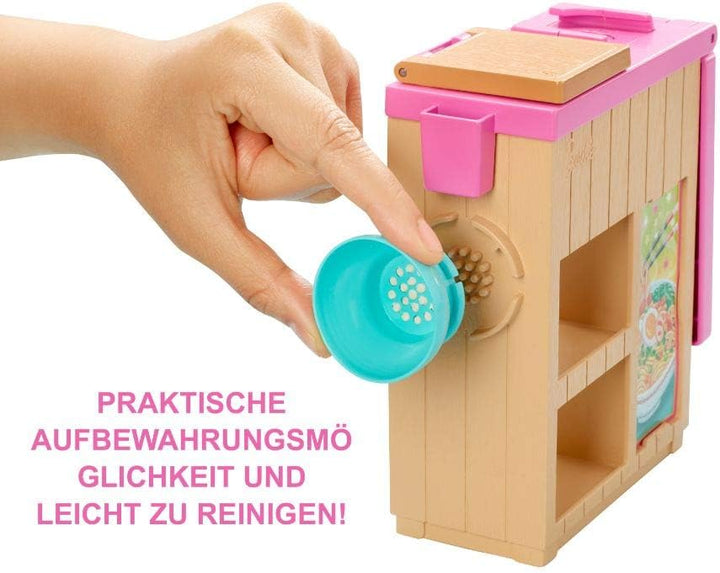 Barbie GHK44 - Pasta-Spielset und Puppe (brünett) und Arbeitsbereich, mit Zubehör und Spielknete, Sp