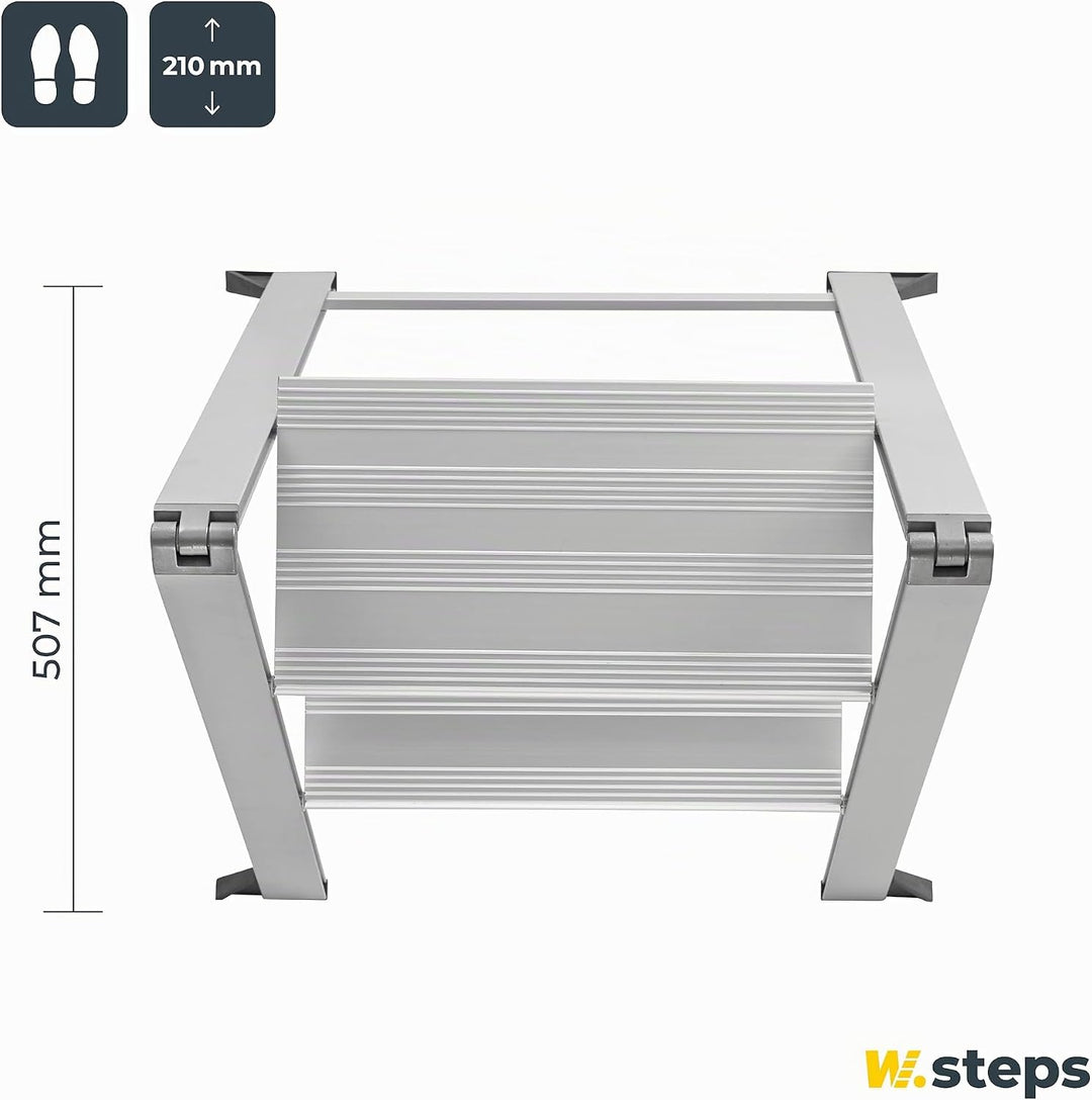 Alu Trittleiter Vikingstep Mini von WIBE LADDERS I 480mm hoch I Belastbar bis 150kg I Kompakte Alumi