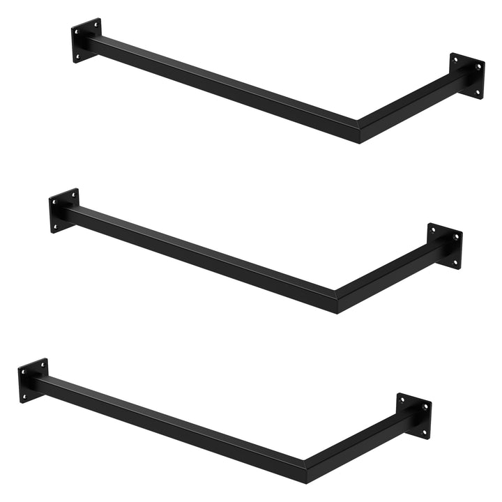 ML-Design 3er Set Kleiderstange Übereck für die Wand, T30cm x B60cm, Schwarz, aus Stahl, Garderobens