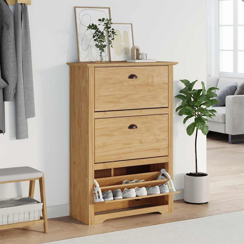 vidaXL Schuhregal BODO Honigbraun 80 x 35 x 118 cm Holzwerkstoff, Schuhregal für drinnen, rechteckig