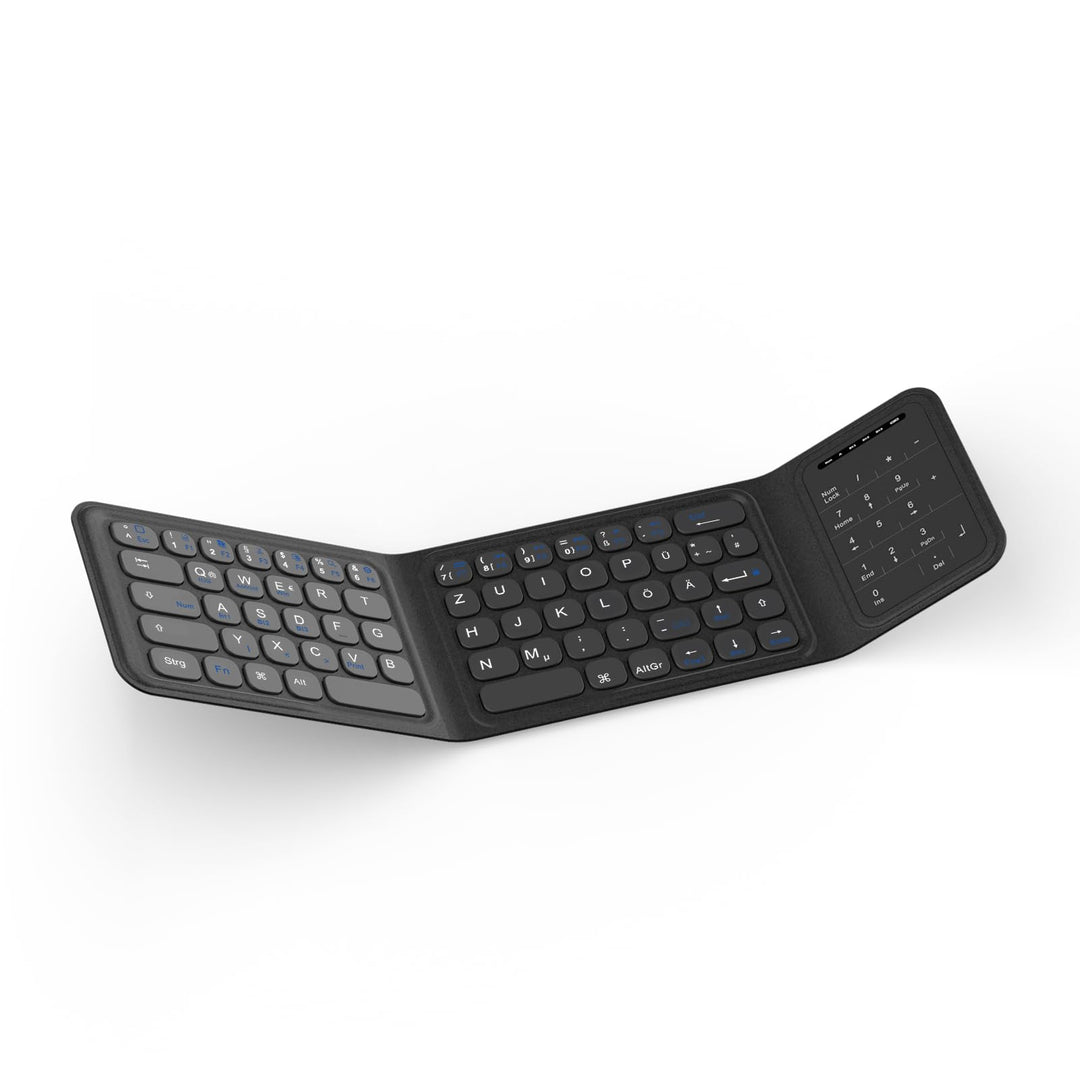 Bettdow Bluetooth Faltbare Tastatur mit Touchpad, QWERTZ Layout Kabellose Tragbare Mini Tastatur mit