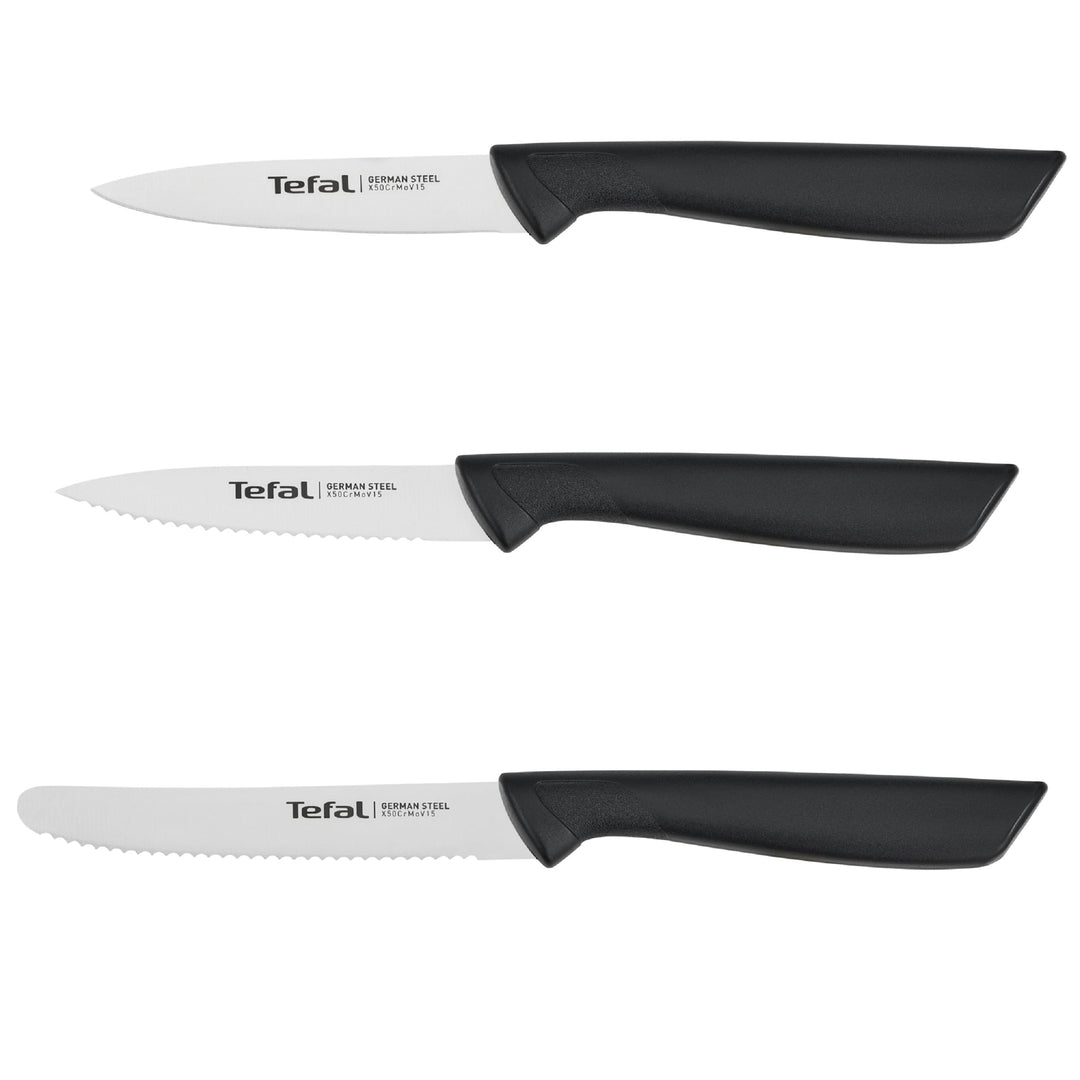 Tefal K2733S Colorfood Messerset 3-teilig | Universalmesser (10 cm)/Schälmesser (8 cm) gezahnt, Schä