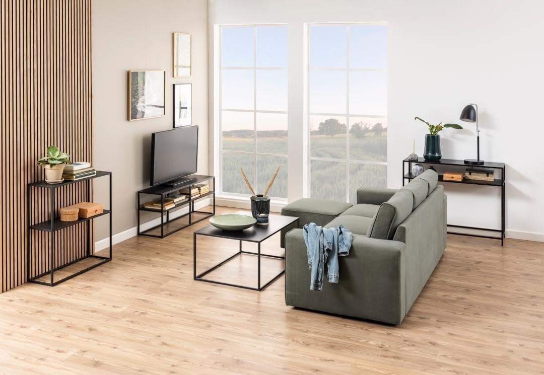 AC Design Furniture Nino Konsolentisch mit 1 Ablage, Industrieller aus Metall, Schwarzer Beistelltis