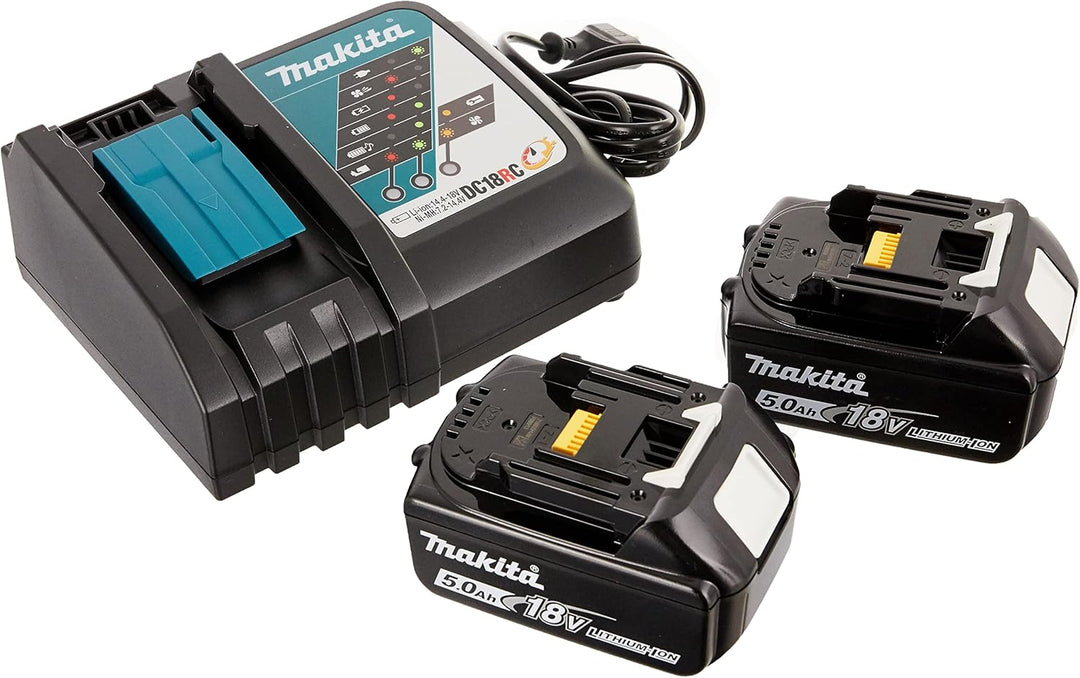 Makita DGA511RTJ Akku-Winkelschleifer 18 V / 5,0 Ah, 2 Akkus + Ladegerät Im MAKPAC mit 2 Akkus + Lad