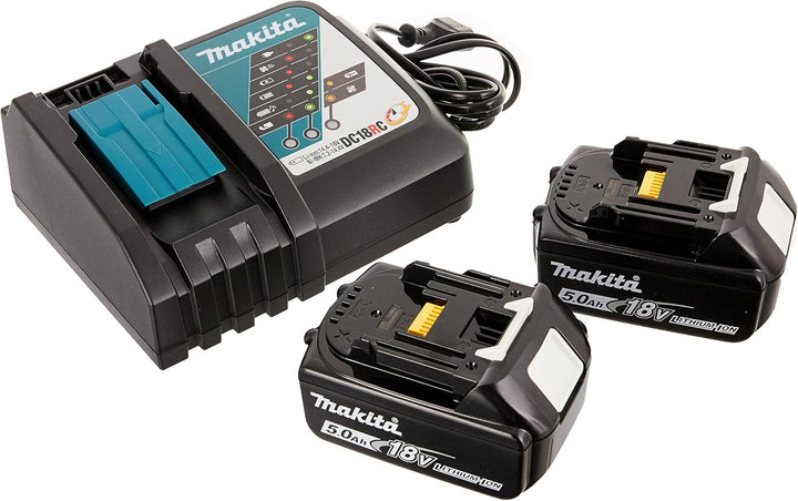 Makita DGA511RTJ Akku-Winkelschleifer 18 V / 5,0 Ah, 2 Akkus + Ladegerät Im MAKPAC mit 2 Akkus + Lad