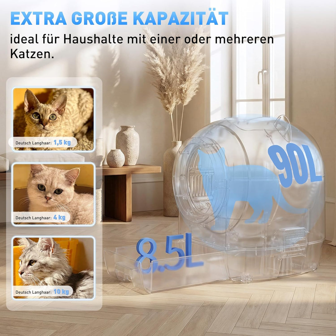 Devoko elektrisches katzenklo selbstreinigend, 90L Self-Cleaning Cat Litter Tray, niedliches Design