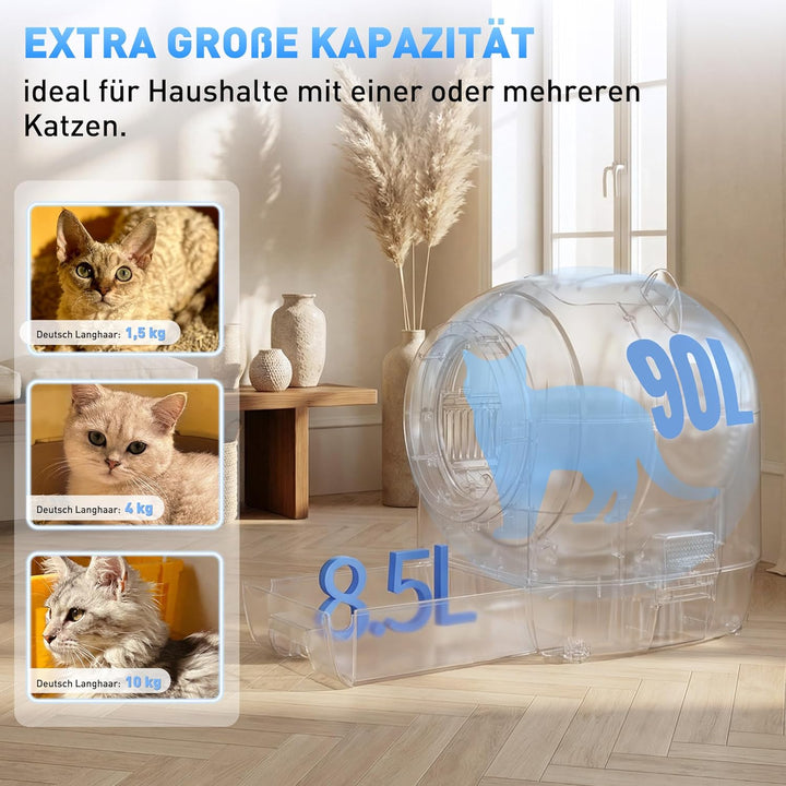 Devoko elektrisches katzenklo selbstreinigend, 90L Self-Cleaning Cat Litter Tray, niedliches Design
