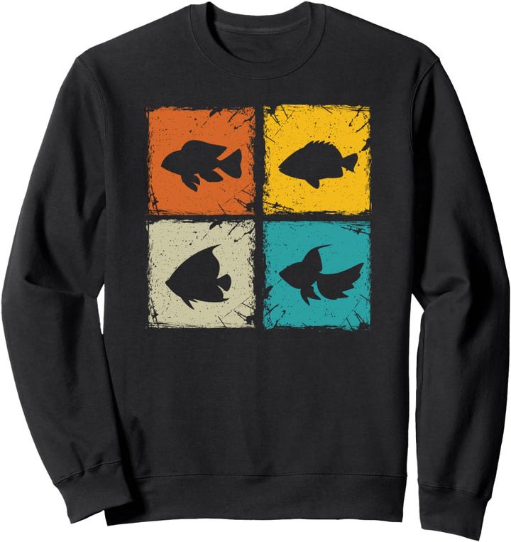 Retro squares fish - aquarium tank fish keeper Sweatshirt