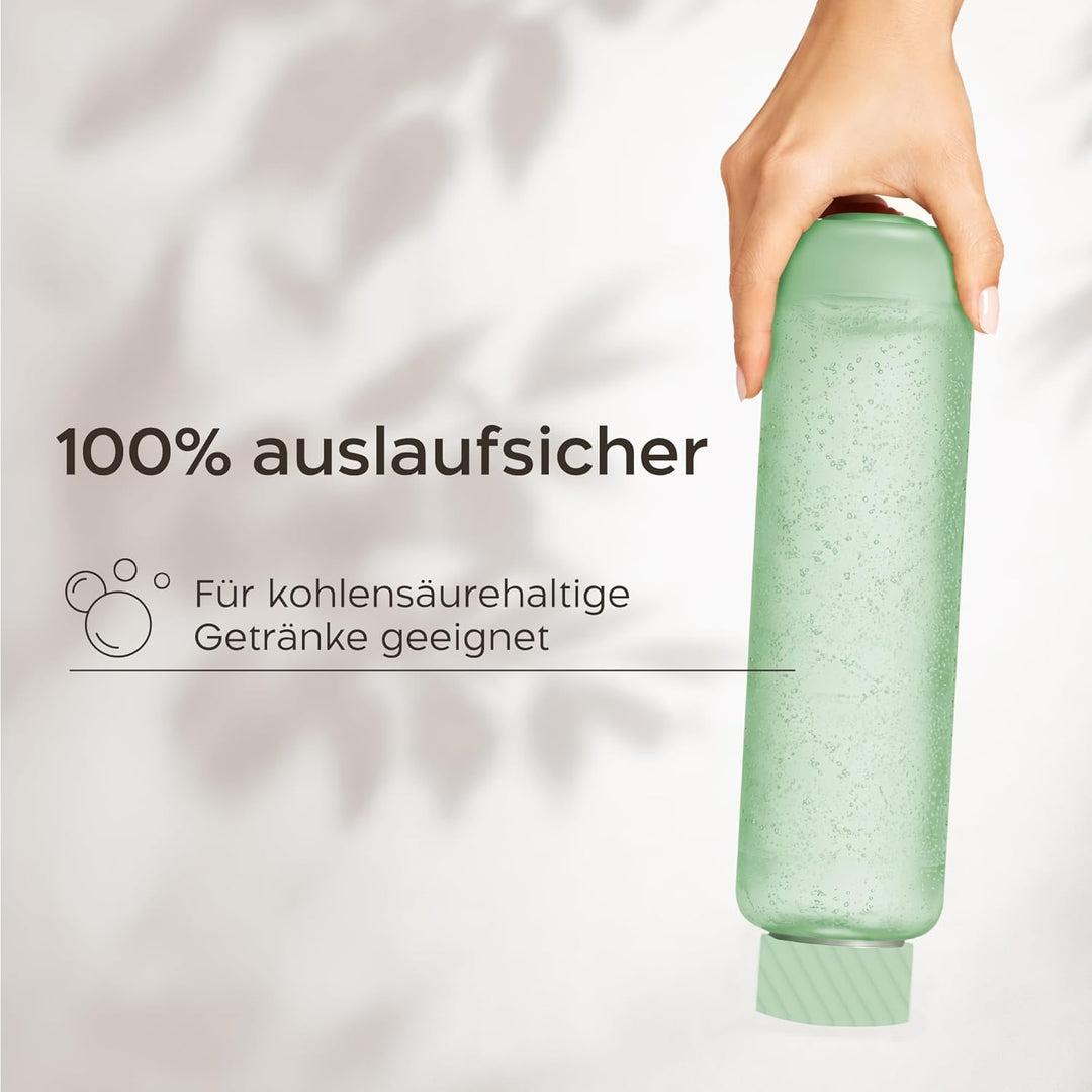 Twinzee Trinkflasche 1L Kohlensäure Geeignet & Auslaufsicher - Wasserflaschen Für Sport, Schule & Bü