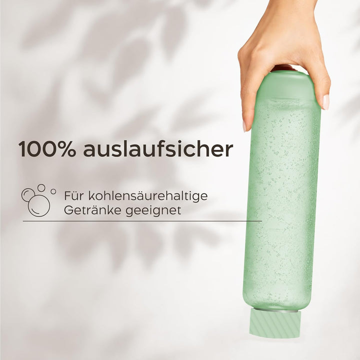 Twinzee Trinkflasche 1L Kohlensäure Geeignet & Auslaufsicher - Wasserflaschen Für Sport, Schule & Bü