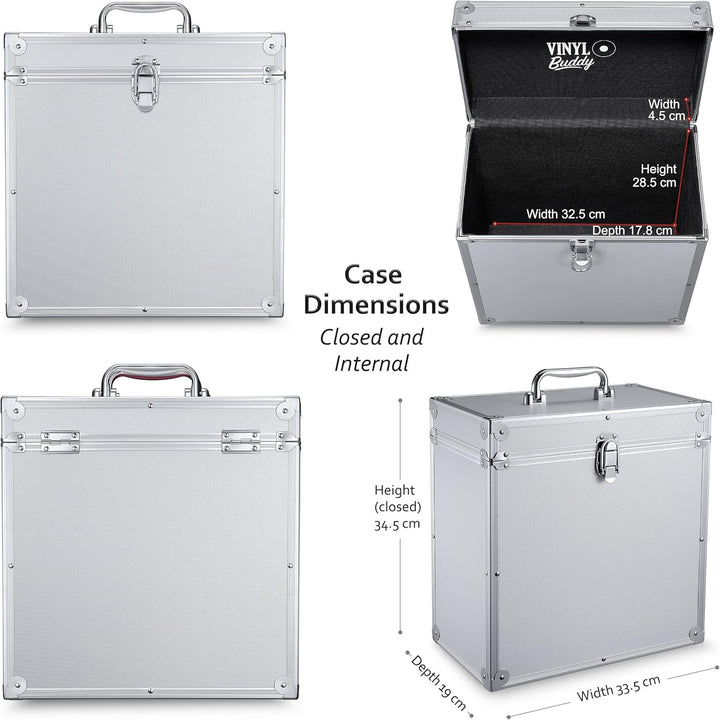 VINYL BUDDY 12" Aluminium-Schallplattenkoffer, für bis zu 40 LPs, inklusive 40x 12-Zoll-Äussere Scha